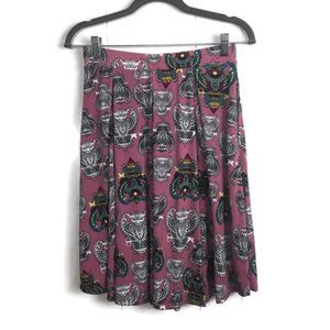 Lularoe skirt size small color pink black owls.